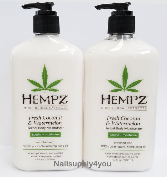 Hempz Fresh Coconut & Watermelon Herbal Body Moisturizer - 17 fl. oz (Pack of 2)