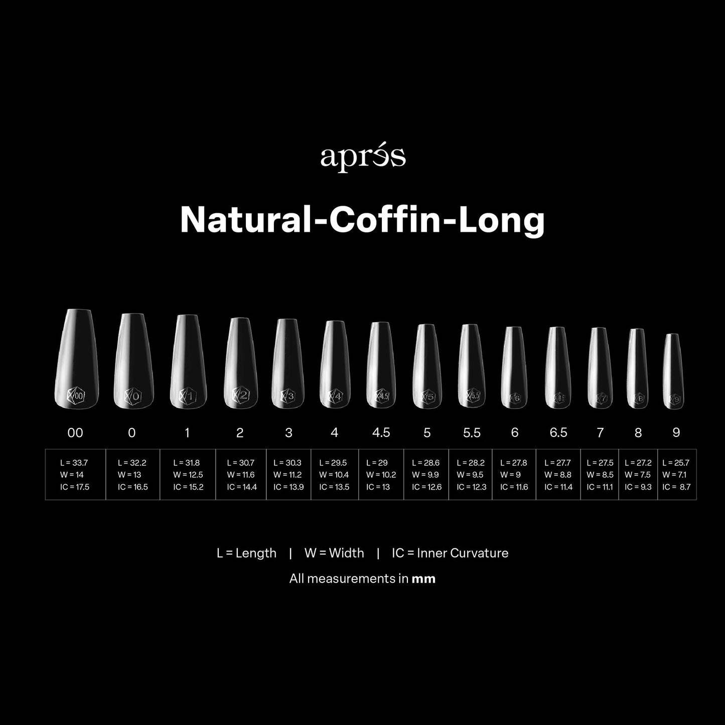 apres GEL-X Natural COFFIN LONG 14 sizes Box Of Tips - Pro 600pcs