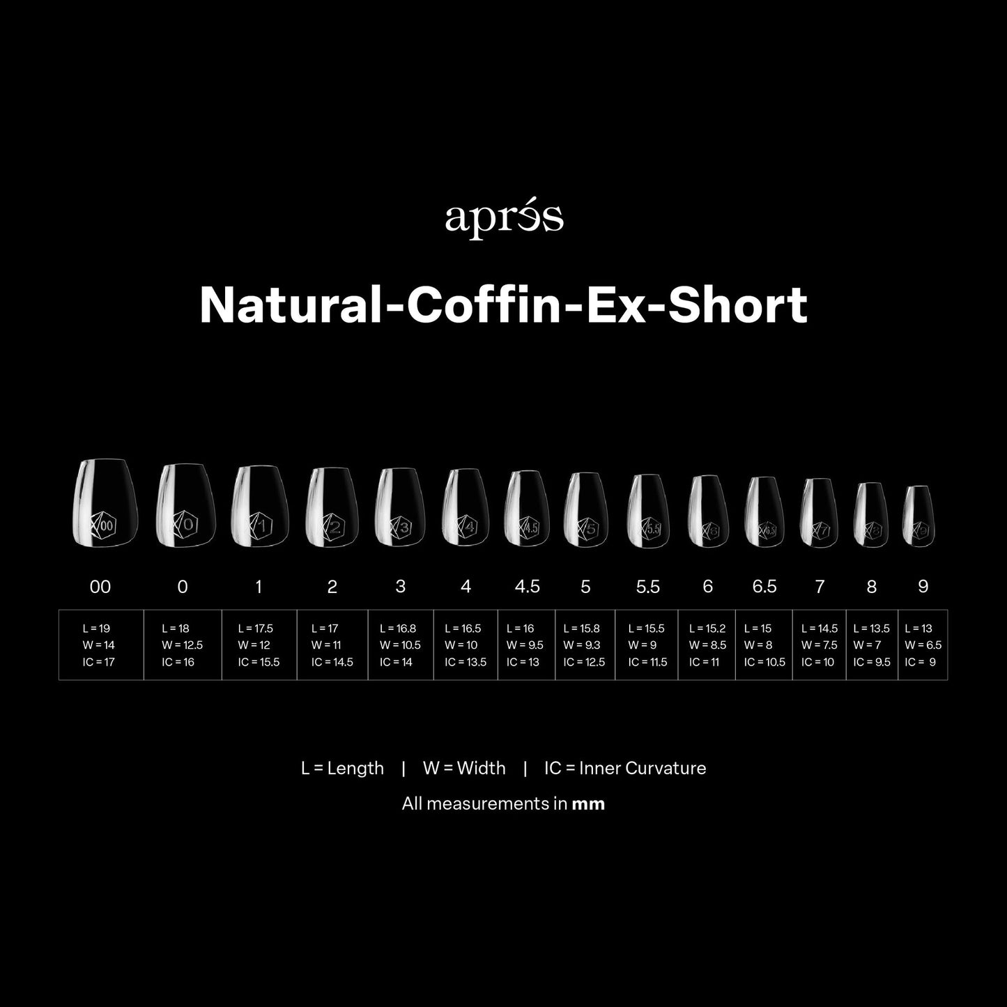 apres GEL-X Natural Coffin X-SHORT 14 sizes Box Of Tips - Pro 600pcs