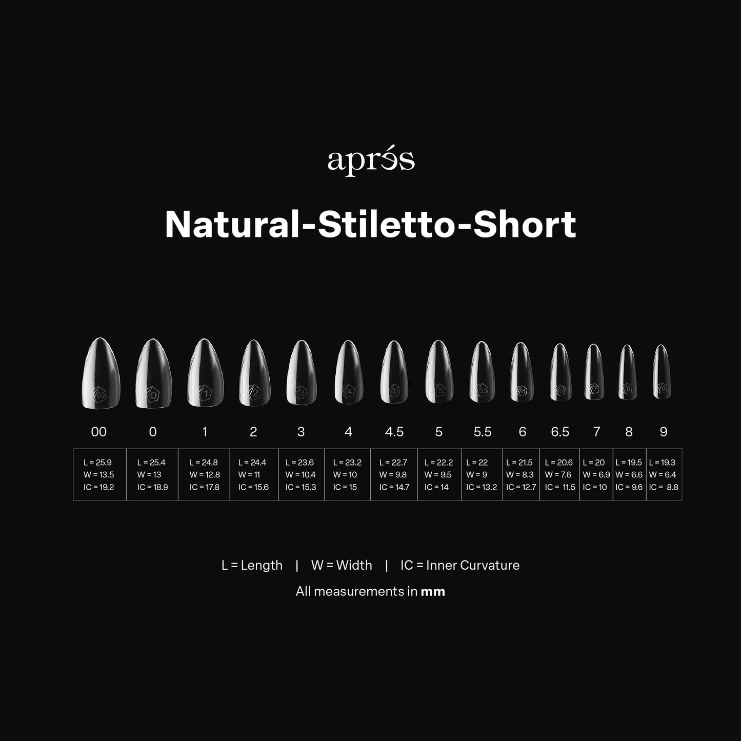 apres GEL-X Natural Stiletto SHORT 14 sizes Box Of Tips - Pro 600pcs