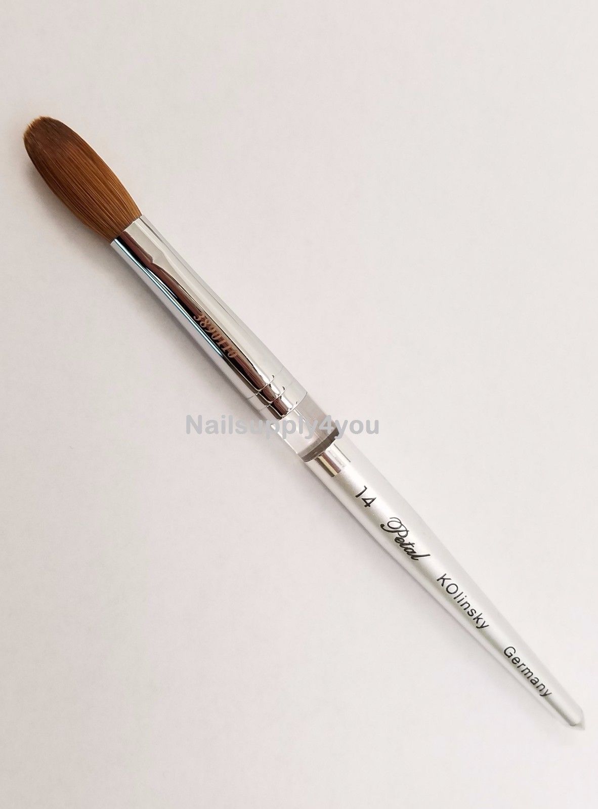 Acrylic Nail Brush Manicure Powder - Petal Kolinsky Silver Handle (CRIMPED)