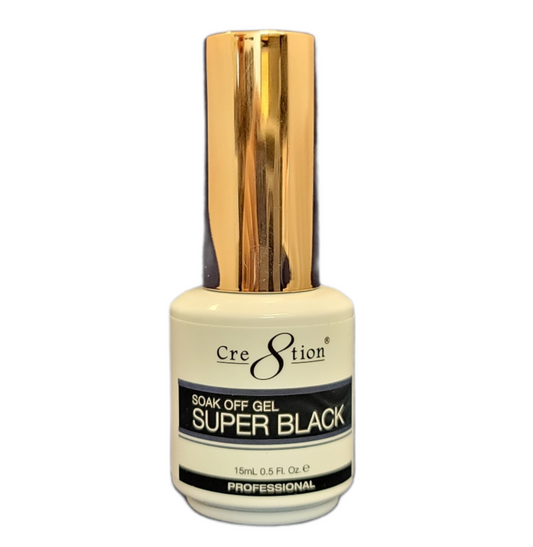 Cre8tion - Nails Manicure Pedicure UV/LED Soak Off Gel - Super Black - 0.5 oz/15 ml