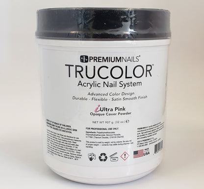 Premiumnails Trucolor Manicure Nail Acrylic Opaque Cover Powder iULTRA PINK - Choose Your Size