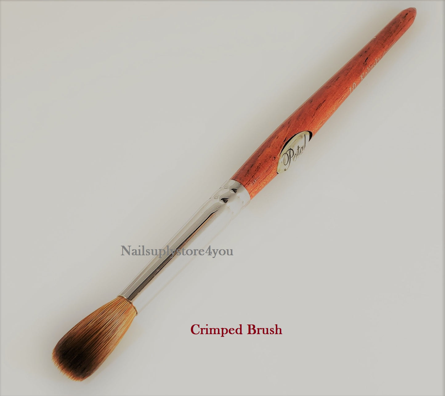 Nail Brush - Petal Red Wood Handle For Acrylic Nail Manicure Pedicure Powder  (CRIMPED)