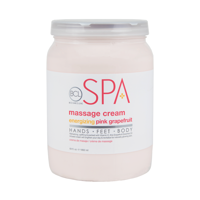 BCL Organic Spa Pedicure Massage Cream Half Gallon (64oz) - Energizing Pink Grapefruit