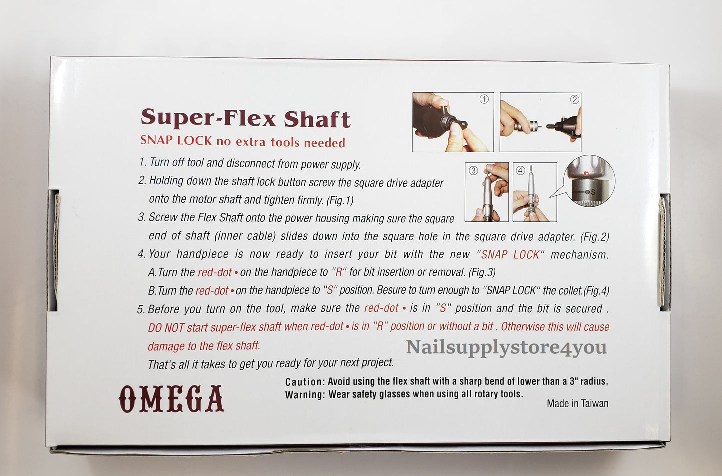 OMEGA - Nail Professional Super Flex Shaft Snap Lock Nail Drill 3/32" Shank