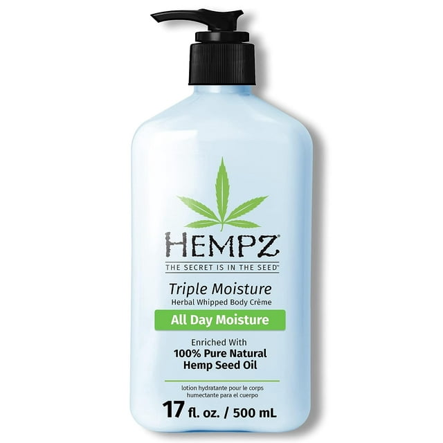 Hempz Triple Moisture Herbal Whipped Body Crème Lotion Moisturizer, 17 Fl Oz