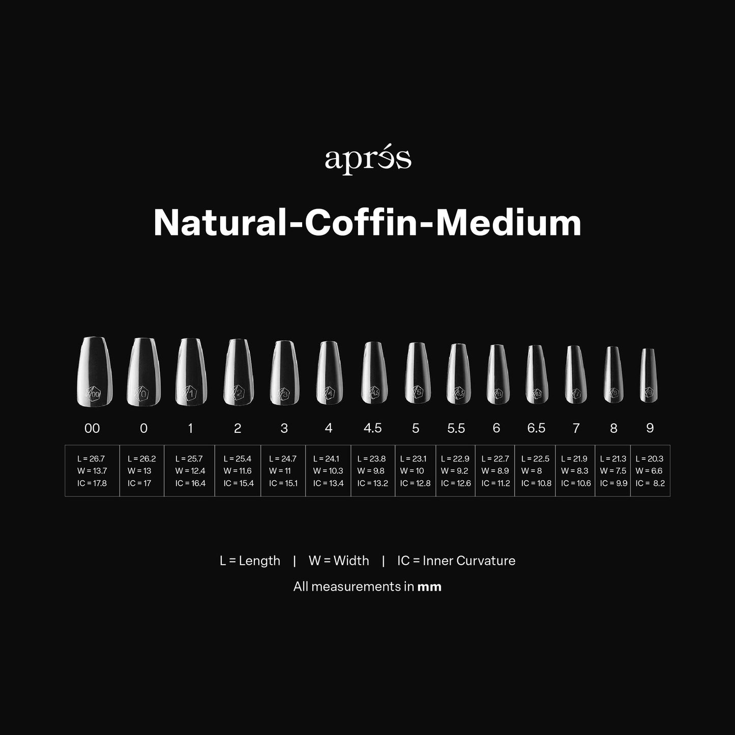 apres GEL-X Natural Coffin MEDIUM 14 sizes Box Of Tips - Pro 600pcs