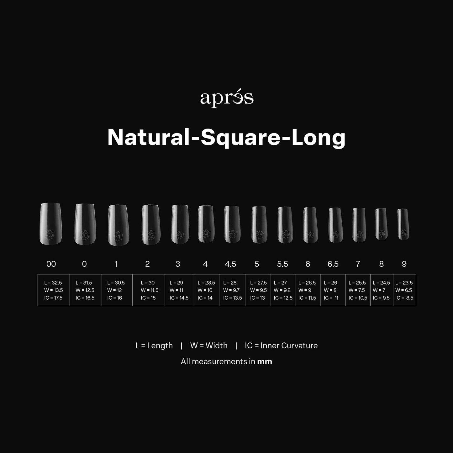 apres GEL-X Natural Square LARGO 14 tamaños Caja De Puntas - Pro 600uds
