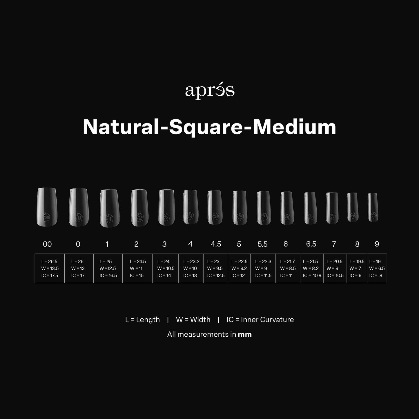apres GEL-X Natural Square MEDIANO 14 tamaños Caja De Puntas - Pro 600uds