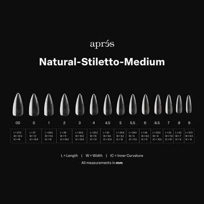 apres GEL-X Natural Stiletto MEDIUM 14 sizes Box Of Tips - Pro 600pcs