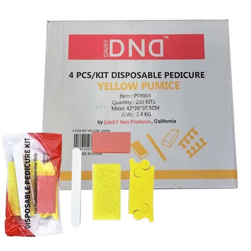 DND Disposable Pedicure Kit | Sanitary & Ready To Use - 200 kits/case (Yellow Pumice)