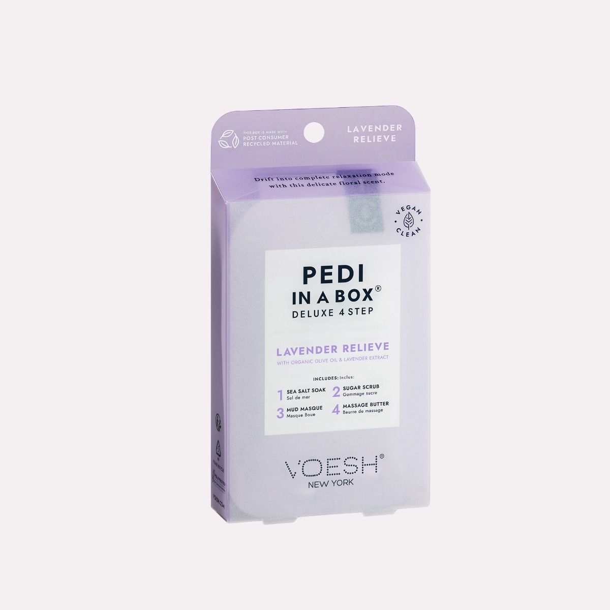 VOESH Deluxe Pedicure In A Box 4 In 1 (Case 50 packs) - Lavender Relieve