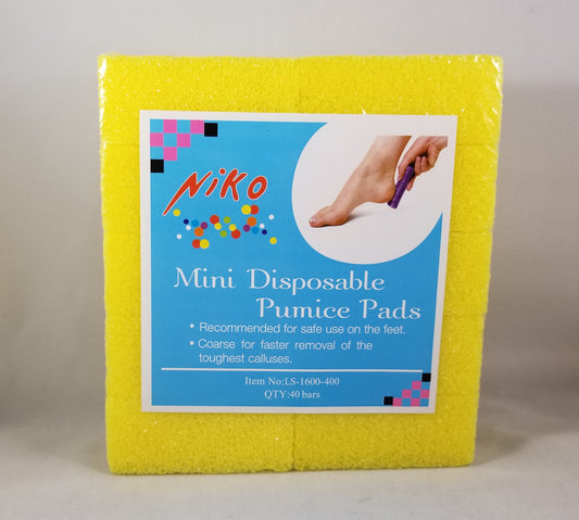 NIKO - Mini almohadillas de piedra pómez desechables GRUESAS, paquete de 40 unidades, AMARILLO