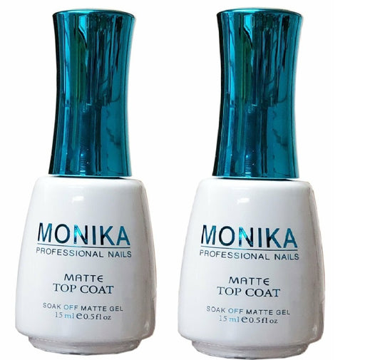MONIKA Professional - UV/LED Soak off Gel (No-Wipe) MATTE TOP COAT -  0.5 fl.oz/15mL (Pack of 2)