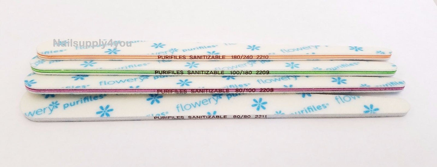 Pack of 20 Flowery Purifiles Disinfectable  TAPERED Nail File - Choose Your Grit