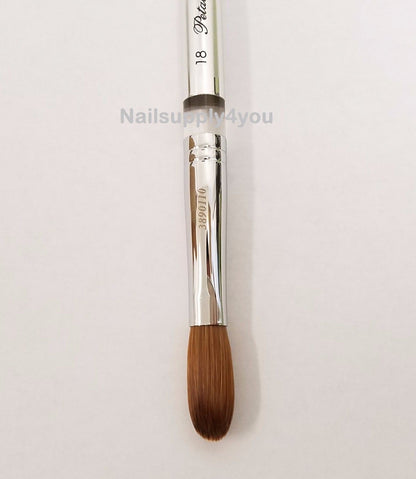 Cepillo de uñas acrílico en polvo para manicura - Mango plateado Petal Kolinsky (CRIMPED) 