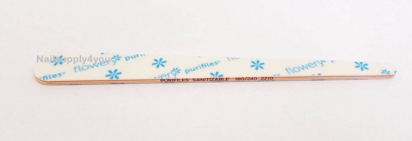 Pack of 20 Flowery Purifiles Disinfectable  TAPERED Nail File - Choose Your Grit