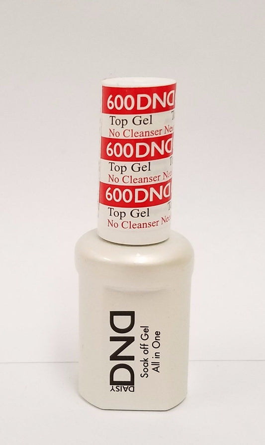 DND #600 - No necesita limpiador - Curado UV/LED Capa superior de gel empapada 0.5oz/15ml 
