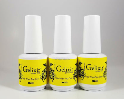 GELIXIR - Gel Soak Off - Capa superior base que no se limpia - 0,5 oz / 15 ml - Elija el paquete 