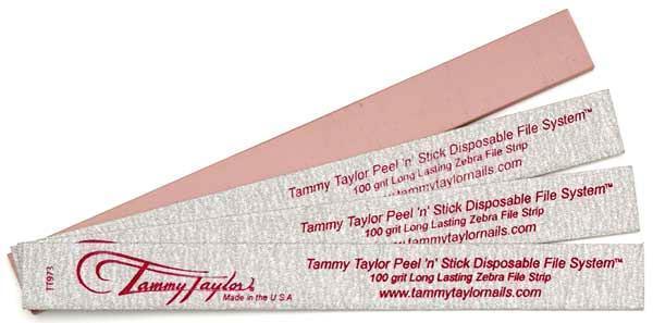 Lima de uñas Tammy Taylor Peel 'N' Stick desechable Zebra File-100grit - 50 unidades
