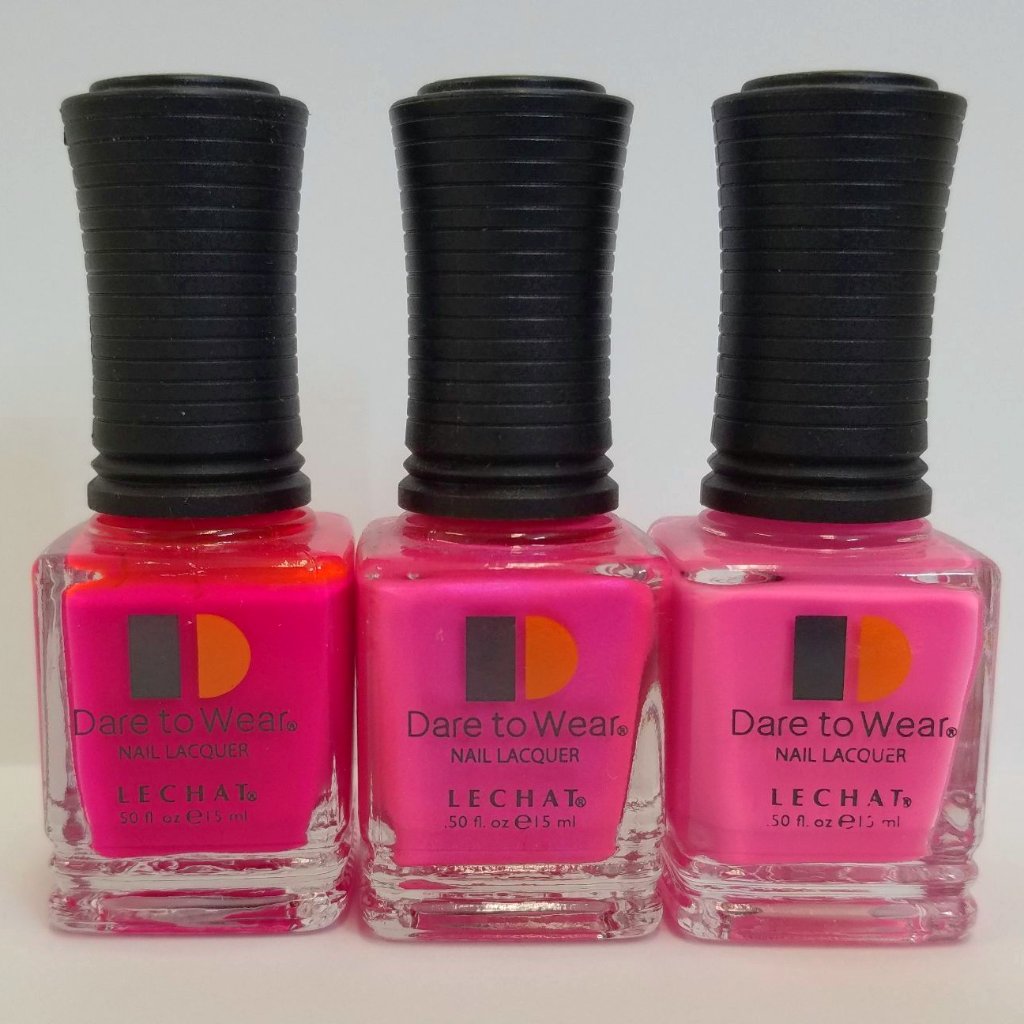 LeChat Dare to Wear Esmalte de uñas para manicura - 3 tonos de rosa intenso 