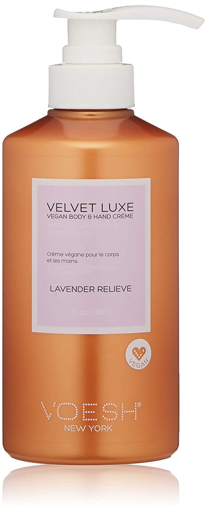 VOESH Velvet Luxe Loción cremosa vegana para manos y cuerpo - Alivio de lavanda 17 oz
