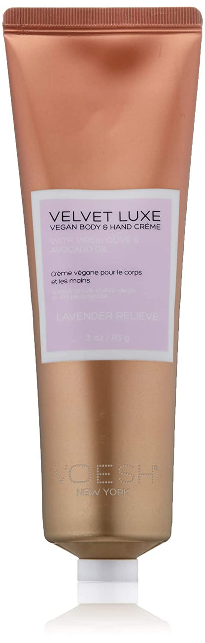 VOESH Velvet Luxe Loción cremosa vegana para cuerpo y manos - Alivio de lavanda 3 oz