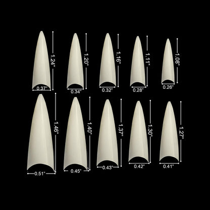 Puntas de uñas naturales Stiletto - 540 puntas/Caja