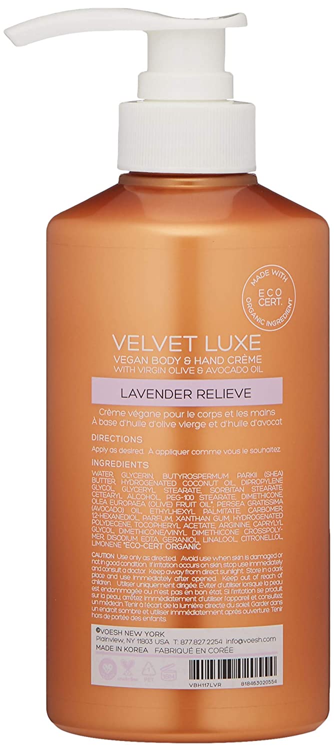 VOESH Velvet Luxe Vegan Body & Hand Creme Lotion - Lavender Relieve 17 oz