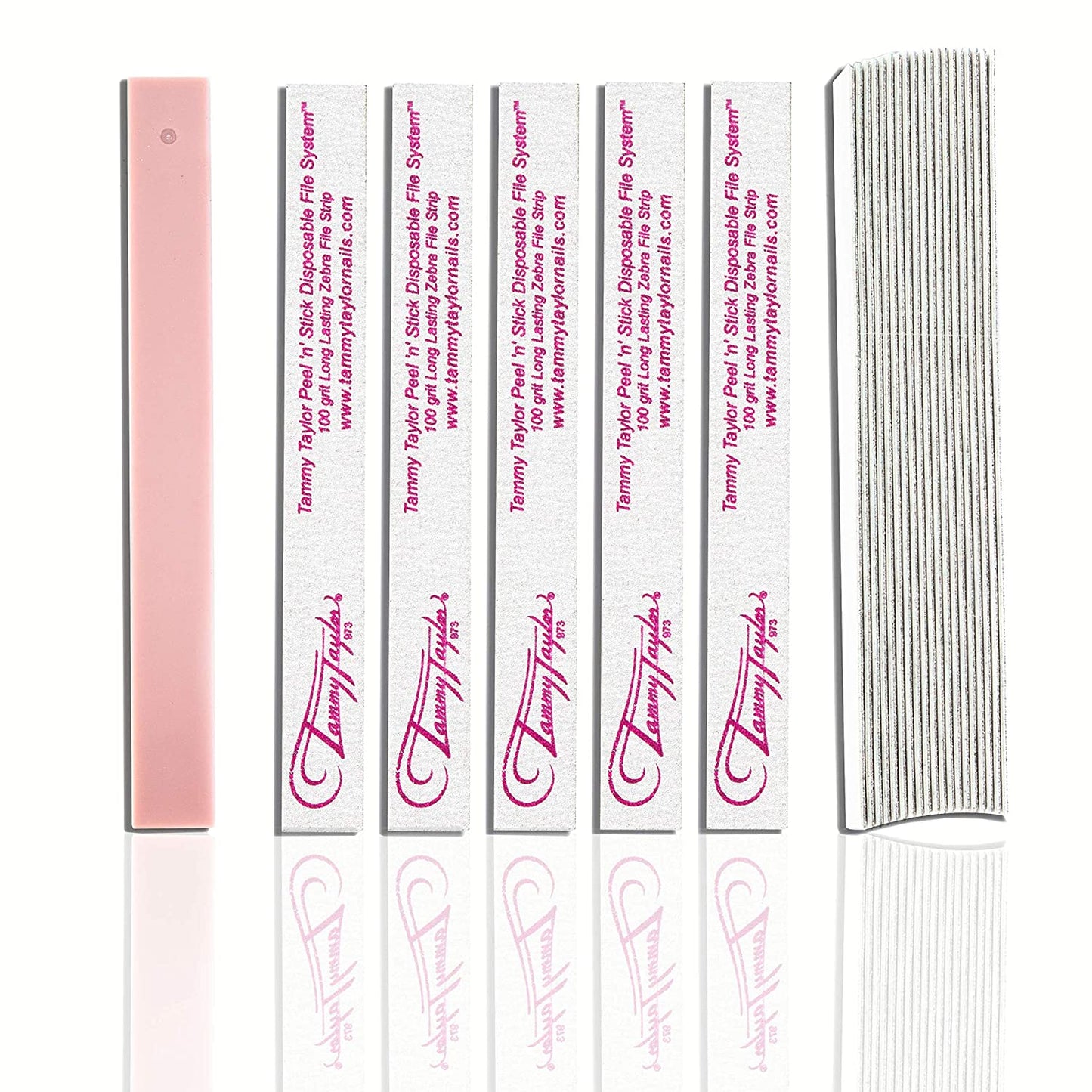 Pack of 25ct Tammy Taylor - Peel 'N' Stick Disposable Zebra NAIL FILE - grit 100