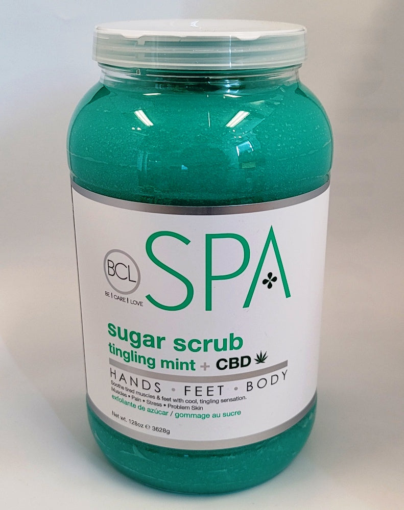 BCL Spa Pedicure Exfoliante de azúcar orgánico 128 oz - menta hormigueante