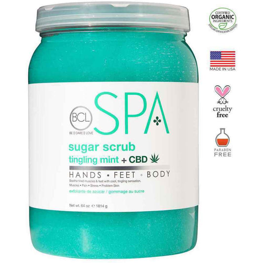 BCL Spa Pedicure Organic Sugar Scrub Half Gallon (64oz) - tingling mint