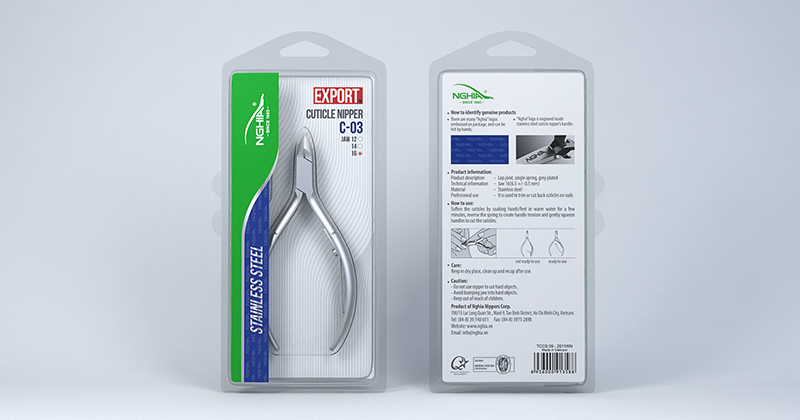 Nghia EXPORT - Professional Stainless Steel Cuticle Nipper (C03 - Jaw #16)