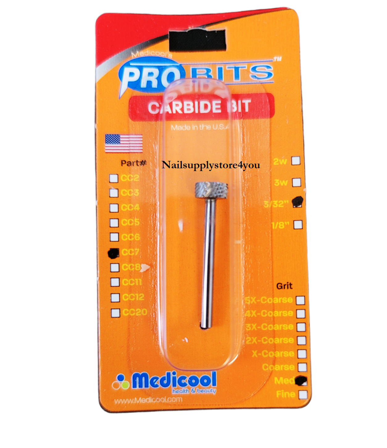 Medicool Professional Carbide Bits 3/32 MEDIUM Grit - (CC7)