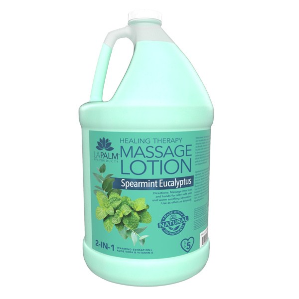 LAPALM Product - 2 in 1 Healing Therapy Massage Lotion - Spearmint Eucalyptus 1 Gallon