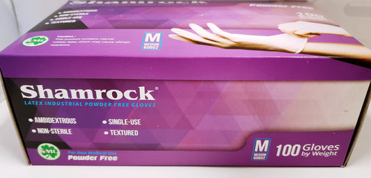 Shamrock Latex Industrial Powder Free Textured Gloves - 100/box Size MEDIUM
