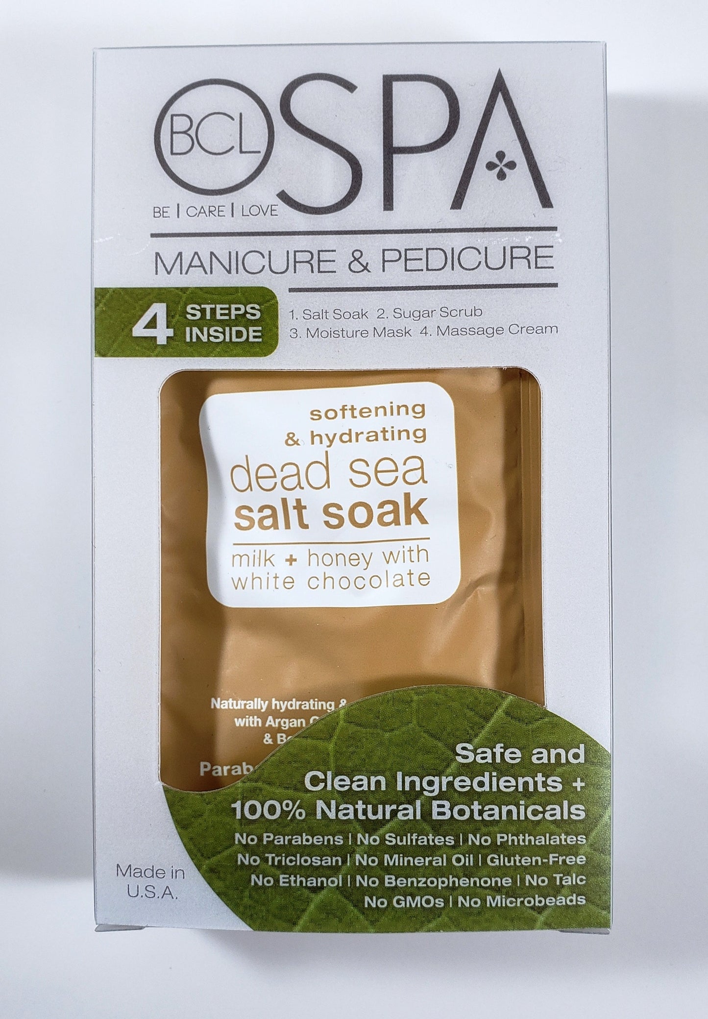BCL Organic Spa Kit de pedicura de 4 pasos - Sal marina/Exfoliante de azúcar/Máscara/Crema de masaje 
