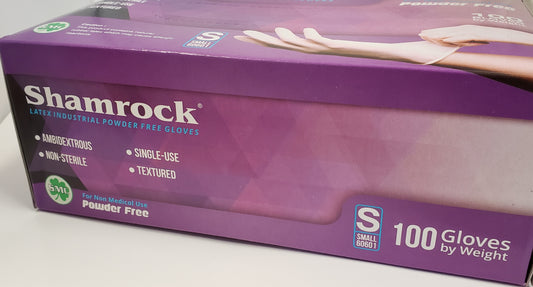 Shamrock Latex Industrial Powder Free Textured Gloves - 100/box Size SMALL