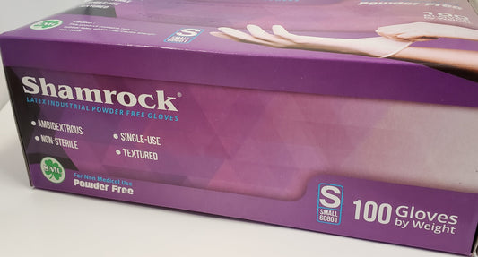 Shamrock Latex Industrial Powder Free Textured Gloves - 10 boxes Size SMALL