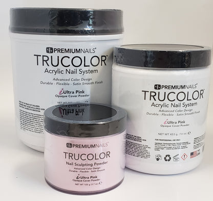 Premiumnails Trucolor Manicure Nail Acrylic Opaque Cover Powder iULTRA PINK - Choose Your Size