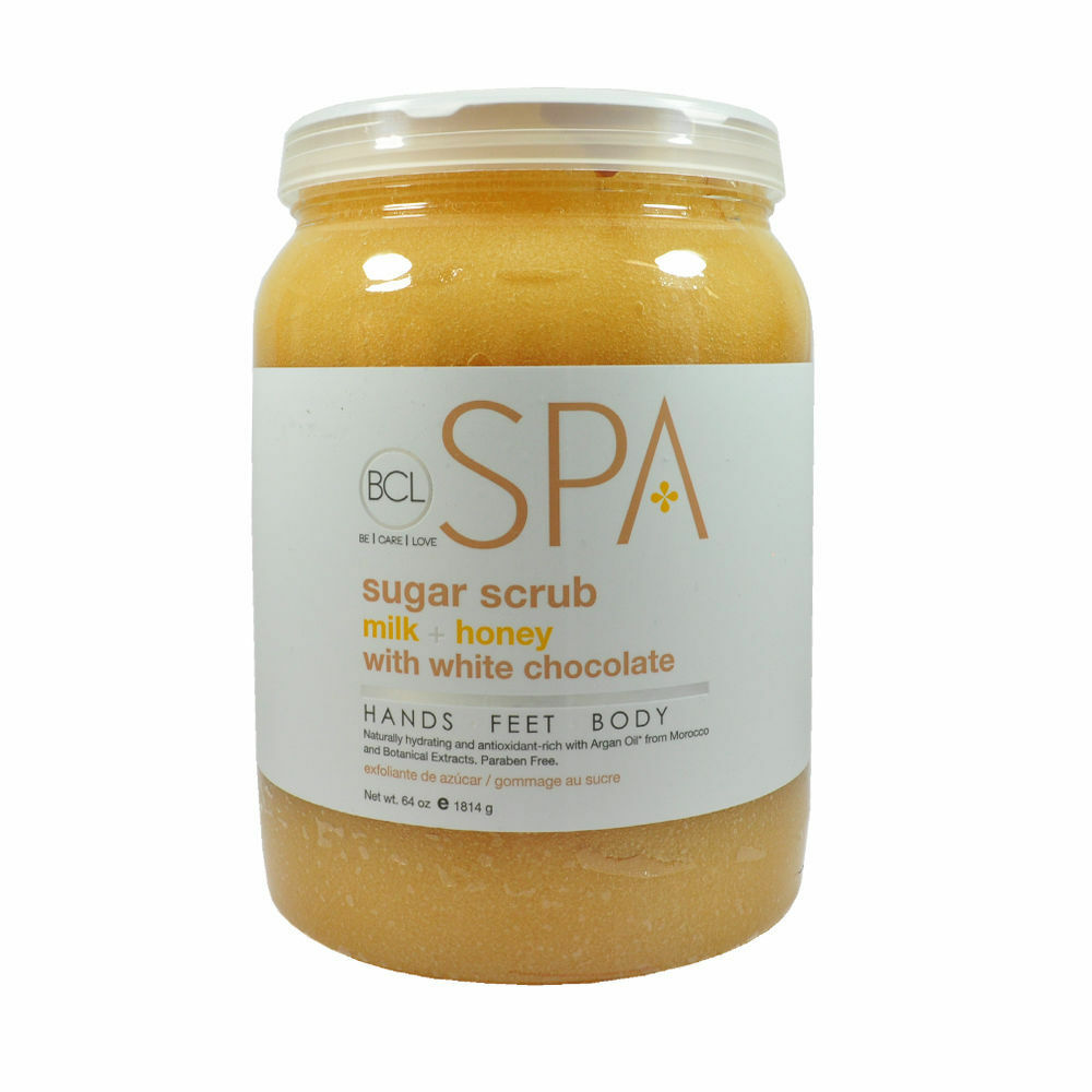 BCL Spa Pedicure Exfoliante de azúcar orgánico medio galón (64 oz) - Leche y miel