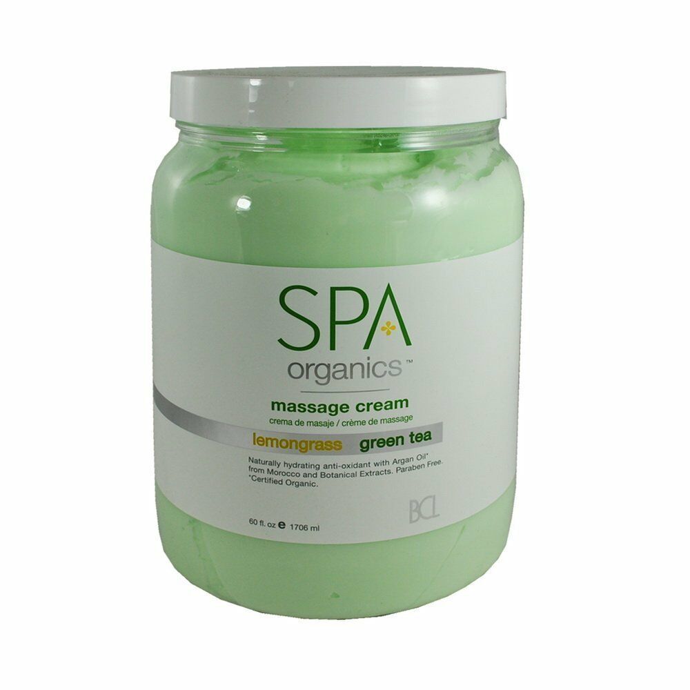 Crema de masaje para pedicura BCL Organic Spa de medio galón (64 oz) - Hierba de limón + té verde