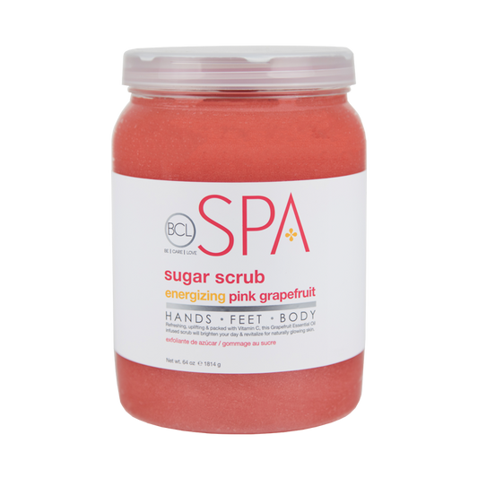 BCL Spa Pedicure Exfoliante de azúcar orgánico medio galón (64 oz) - Pomelo rosado energizante