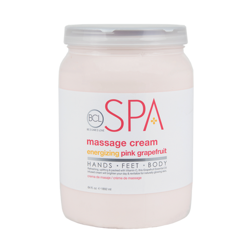 BCL Organic Spa Pedicure Massage Cream Half Gallon (64oz) - Energizing Pink Grapefruit