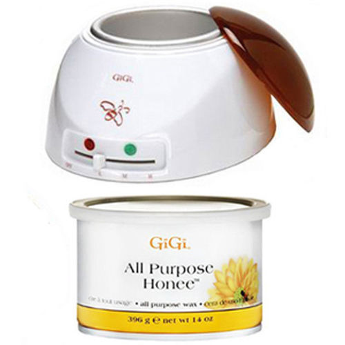 Calentador de cera GiGi 0225 + kit de depilación GiGi de cera de miel multiusos 0330 de 14 oz 