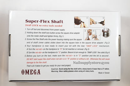 OMEGA - Nail Professional Super Flex Shaft Snap Lock Nail Drill 3/32" Shank (SLIM TYPE)