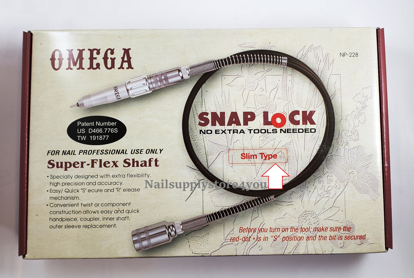 OMEGA - Nail Professional Super Flex Shaft Snap Lock Nail Drill 3/32" Shank (SLIM TYPE)